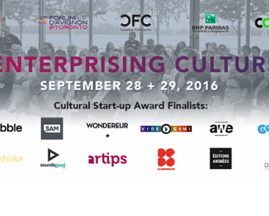 The nominees for the cultural start-up Award of the Forum d'Avignon @Toronto